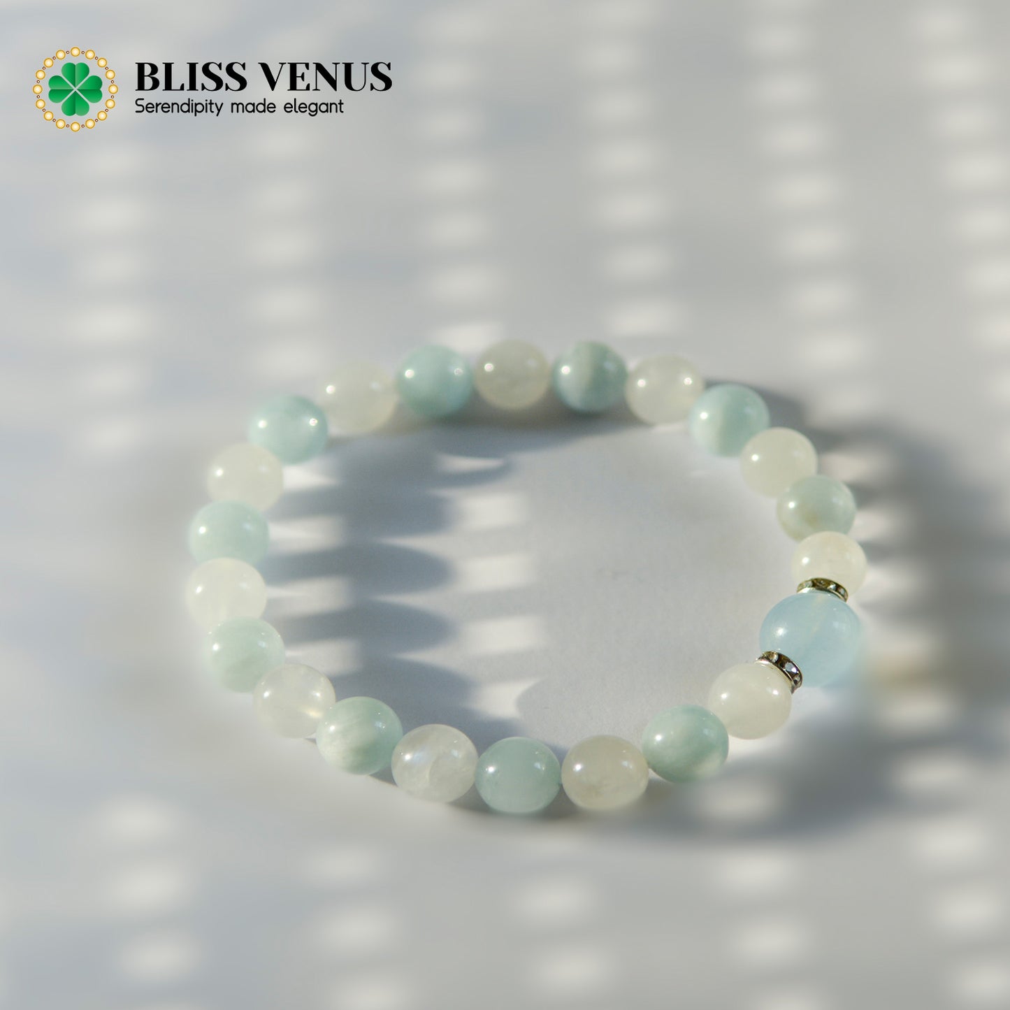 Inner Calm, Outer Voice -Aquamarine and Moonstone Beaded Bracelet