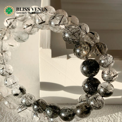 Defend And Protection, black hair nature crystal beaded bracelet (two sizes option) 8mm/10mm