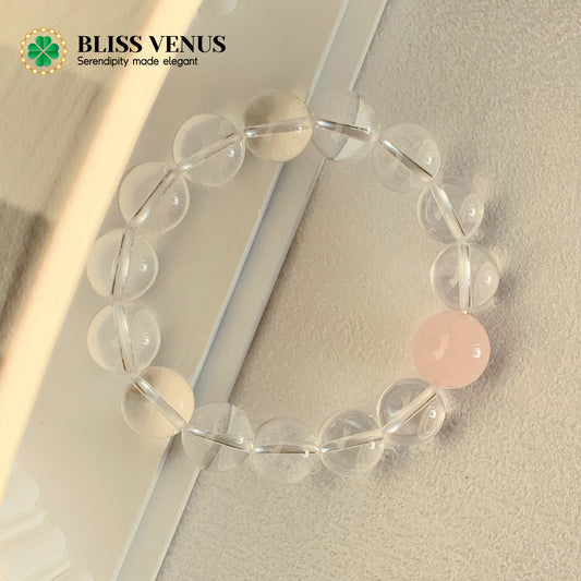 Enhance Personal Charm, clear crystal pink crystal beaded bracelet 12mm 14mm