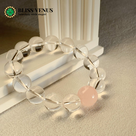 Enhance Personal Charm, clear crystal pink crystal beaded bracelet 12mm 14mm