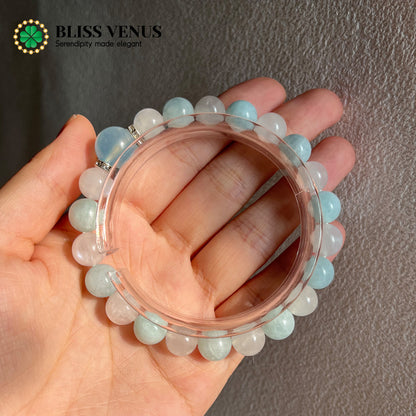 Inner Calm, Outer Voice -Aquamarine and Moonstone Beaded Bracelet