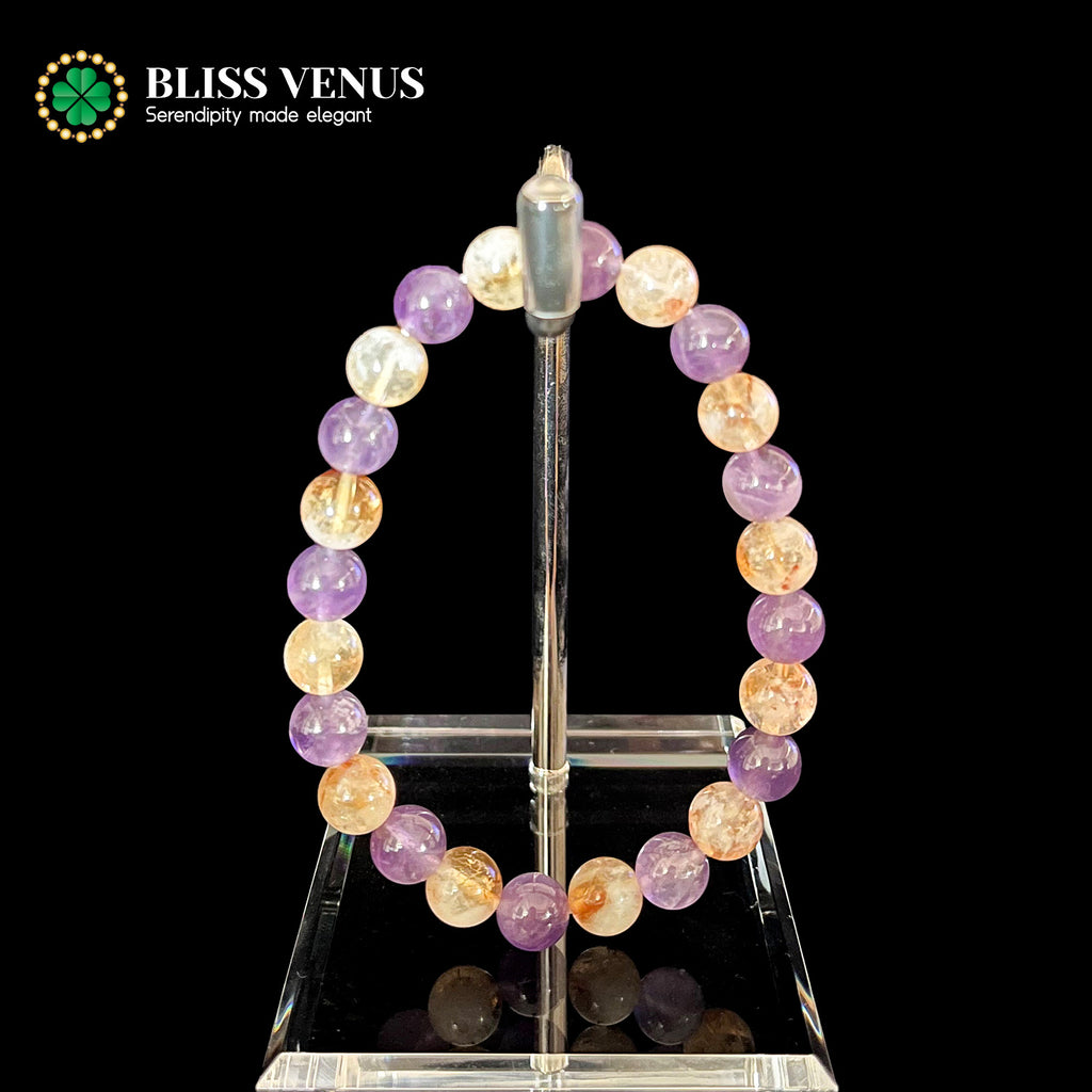 Full view of purple and yellow crystal bracelet, integrates material pursuit and spiritual growth