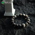 Moon design natural obsidian beaded bracelet, black guardian warrior stone, 12mm-13mm beads
