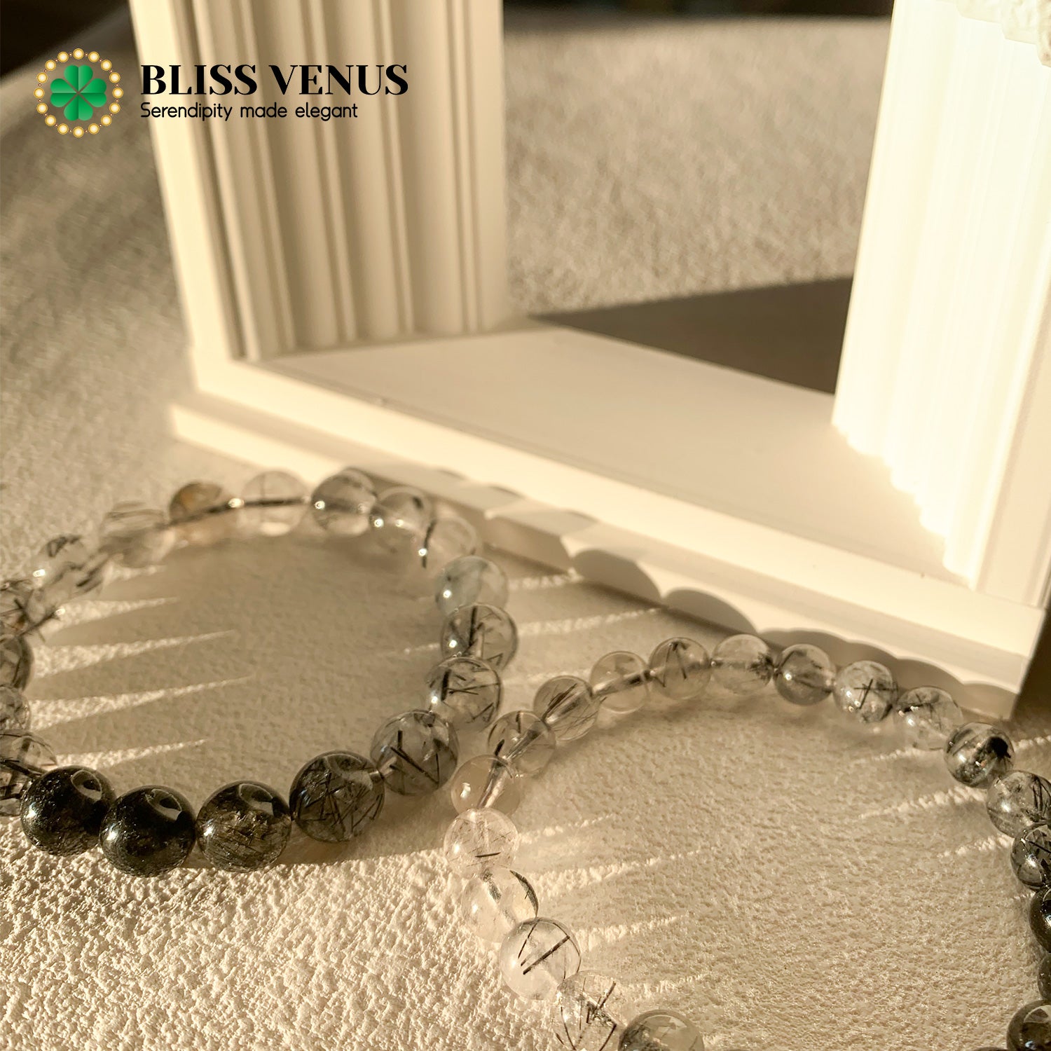 Natural black hair crystal beaded bracelet worn on wrist, 16cm or customizable size