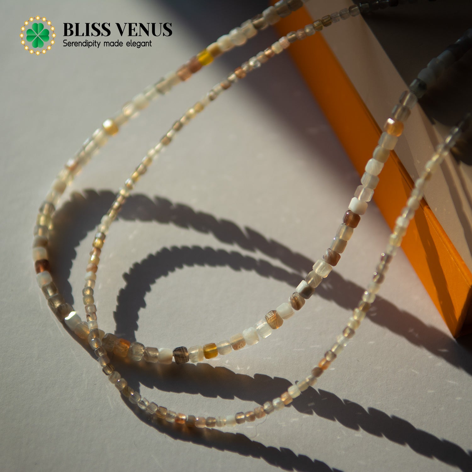 Persian Gulf agate choker necklace flat lay showing complete design and clasp