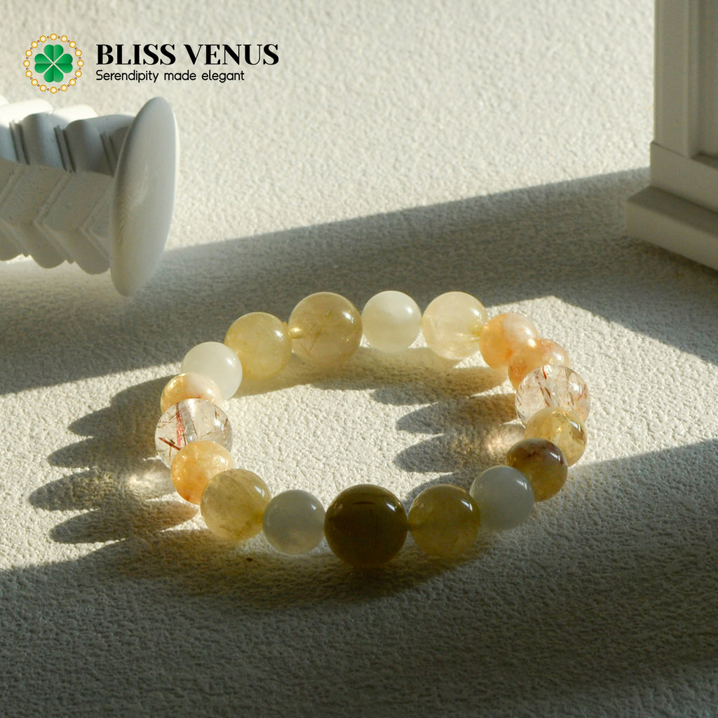 Side angle of protection career bracelet showing powerful energy support and emotional balance stones