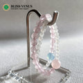 The charm of sincerity pink crystal moonstone aquamarine double layer bracelet, 14mm 5mm 11mm beads, customizable