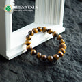 Venus design natural yellow tiger eye stone beaded bracelet, willpower and motivation, 10mm-12mm beads