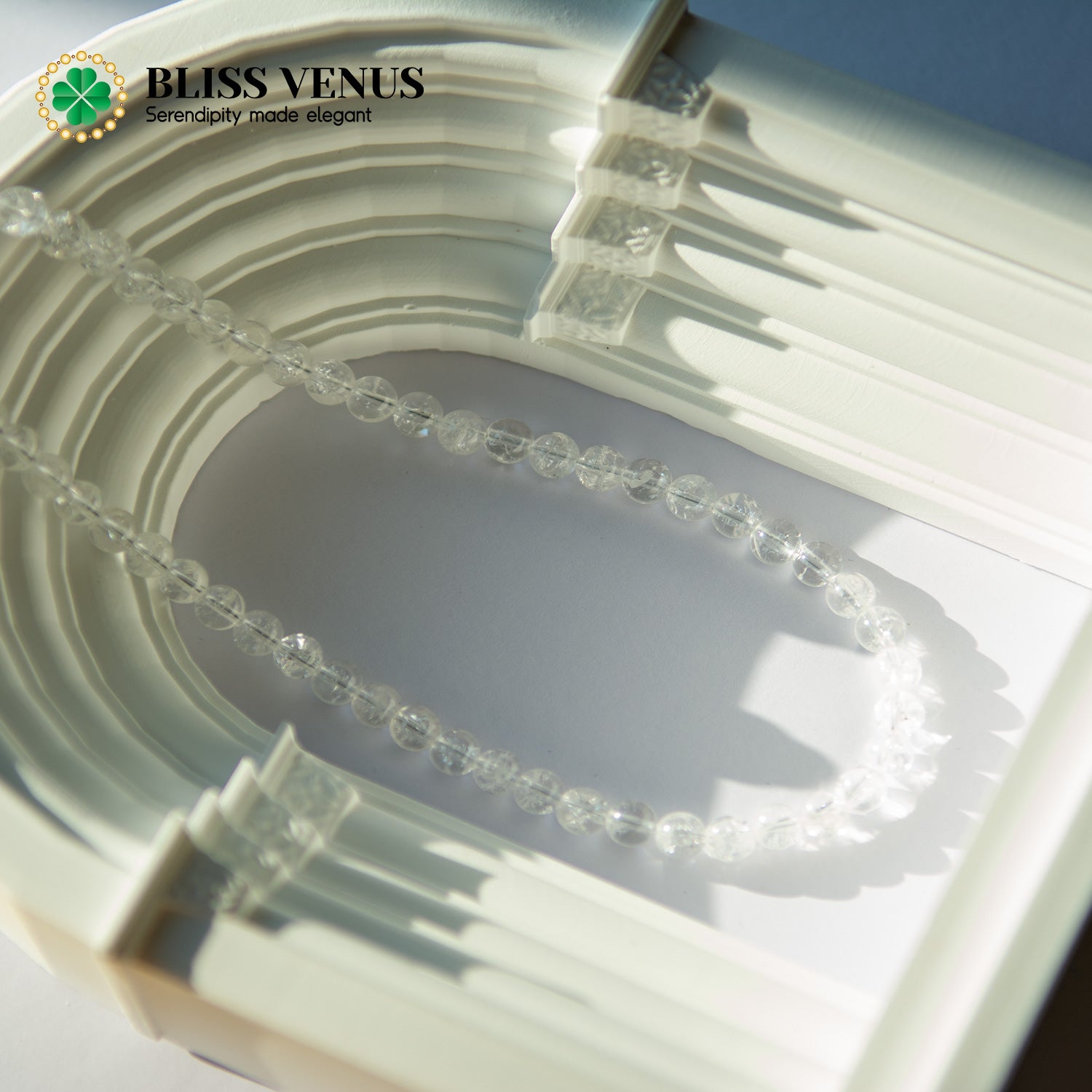 White crystal choker necklace flat lay, crown chakra stone for spiritual awareness